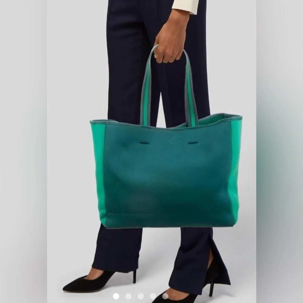 Anthropologie Summersalt Neoprene Beach Tote Bag Green Magnetic Snap  EUC
